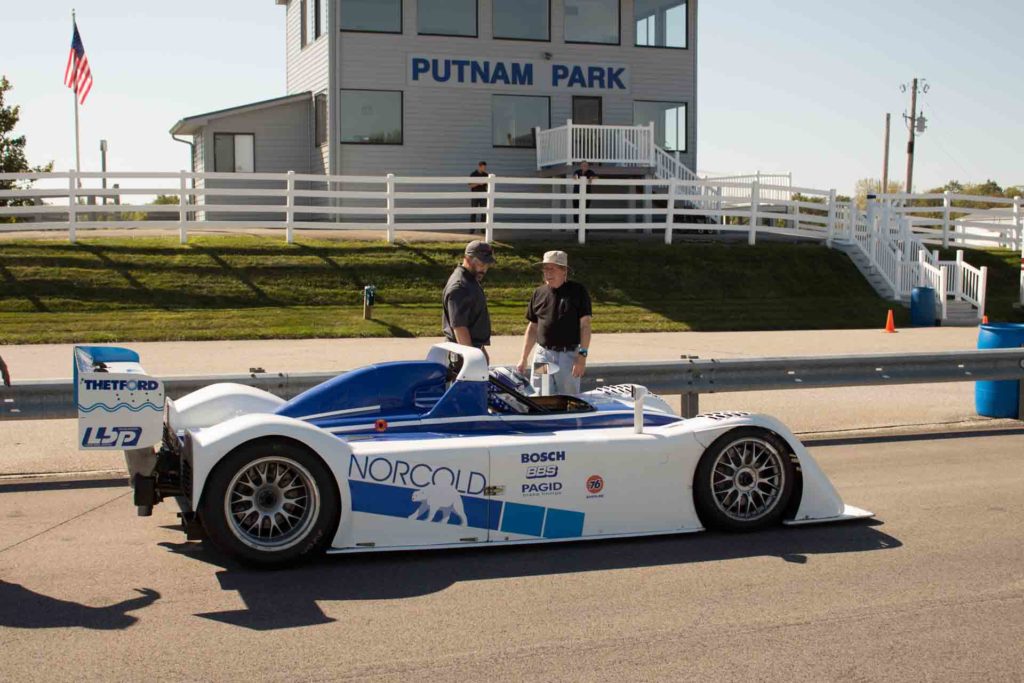 garnet beeput & michael kelly at putnam park race track with riley & scott mk III